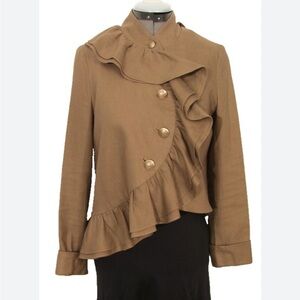 Anthropology - Mise en Scene by Ruffian Sophisticated Carmel Linen Blazer 8